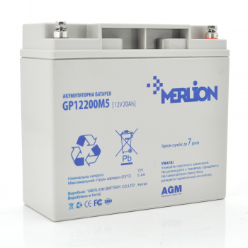  Акумуляторна батарея MERLION AGM GP12200M5 12 V 20 Ah ( 180 x 78 x 165 (168) ) Q4 