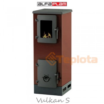  Дров'яна піч - камін Alfa-Plam Vulkan S 4 кВт коричнева 