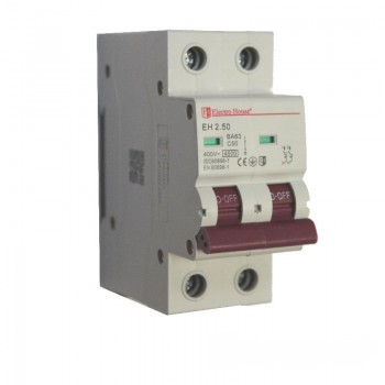  Автоматичний вимикач 2  полюси 50 A Electro House EH-2.50 