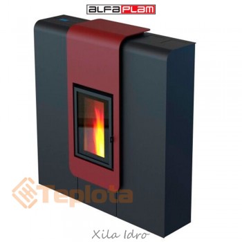  Пелетна піч - камін Alfa-Plam CALUX Xila Idro 18 кВт (червона) з водяним контуром 