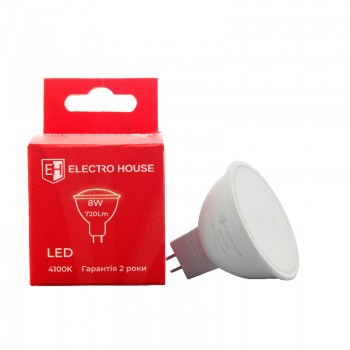 Світлодіодна лампа LED лампа GU5.3  8 Вт  4100К Electro House EH-LMP-8MR16 