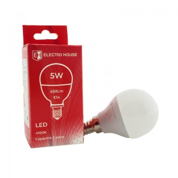 Світлодіодна лампа LED лампа  Куля E14  5 Вт  4100К Electro House EH-LMP-1261 
