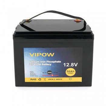  Акумуляторна батарея Vipow LiFePO4 12,8V 50Ah з вбудованою ВМS платою 40A, (229*138*208) Q1 (LiFePO4128-50 / 40) 