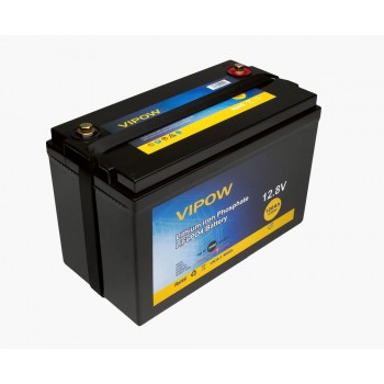  Акумуляторна батарея Vipow LiFePO4 12,8V 100Ah з вбудованою ВМS платою 80A (LiFePO4128-100 / 80) 