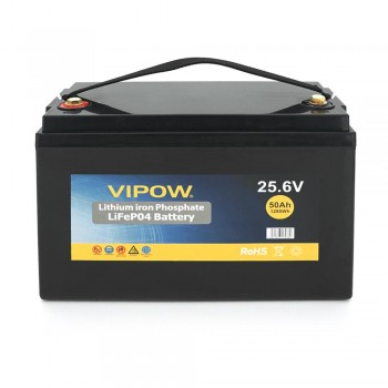  Акумуляторна батарея Vipow LiFePO4 25,6V 50Ah з вбудованою ВМS платою 40A (330*175*225) (LiFePO4256-50 / 40)+ подарунок  Безкоштовна доставка   