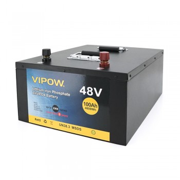  Акумуляторна батарея Vipow LiFePO4 51,2V 100Ah з вбудованою ВМS платою 80A (450*442*177) (LiFePO4512-100 / 80)+ подарунок  Безкоштовна доставка   