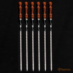  Шампур 720 (490) х 12 х 3 мм, плоский з дерев'яною ручкою (ціна за 6 шт. з чохлом) 