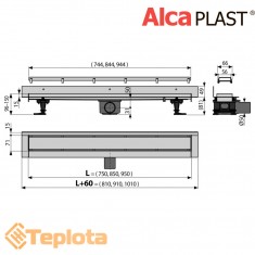  Alcaplast Душовий трап з нержавіючої сталі APZ23-Double9 Fit and Go, пристінний, 750 мм 