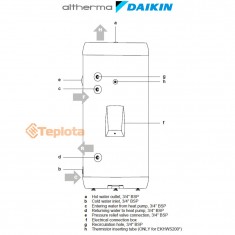  Бойлер непрямого нагріву Daikin 250 літрів з ТЕНом 3 кВт (для теплових насосів) EKHWS250D3V3 