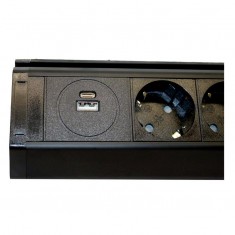  Electro House EH-AR-308 Меблева розетка кухонна (горизонтальна)  3 x 16 А , USB A+C 3,4 А, метал + провід 3 x 1.5 mm² 