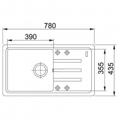  Franke Мийка кухонна Malta, фраграніт, прямокутник, з крилом, 780х435х200мм, чаша - 1, накладна, BSG 611-78, сірий камінь 