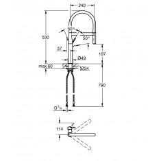  Grohe Змішувач для кухні Essence, довж.виливу - 240мм, поворотний/гнучкий, 1важіль, матовий графіт 