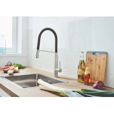  Grohe Змішувач для кухні Viamo, довж.виливу - 235мм, поворотний/гнучкий, 1важіль, хром 