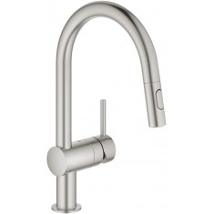  Grohe Змішувач для кухні Vento Dual Spray, довж.виливу - 223мм, поворотний/витяжний, 1важіль, супер сталь 