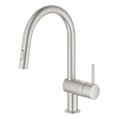  Grohe Змішувач для кухні Vento Dual Spray, довж.виливу - 223мм, поворотний/витяжний, 1важіль, супер сталь 