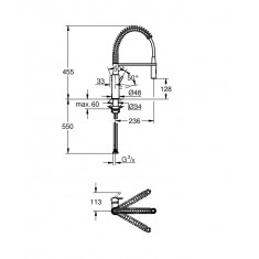  Grohe Змішувач для кухні Via Cosmo, довж.виливу - 236мм, поворотний/гнучкий, 1важіль, хром 