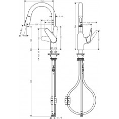  Hansgrohe Змішувач для кухні Focus M42, довж.виливу - 224мм, витяжний, 1важіль, KM180, хром 