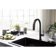  Hansgrohe Змішувач для кухні Hansgrohe Aqittura M91, довж.виливу - 240мм, витяжний, 1важіль, FilterSystem 210, чорний матовий 