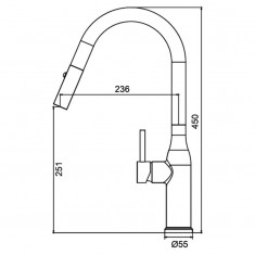 Кухонный смеситель с выдвижным изливом KOER KI-70004-05 (нерж. сталь) (KR3386) 