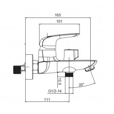  Змішувач для ванни з коротким зливом Koer KB-40008-05 (Колір чорний) (KR3473) 