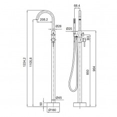  Змішувач для ванної Koer KI-45015-02 (з нерж. сталі) (Колір нерж) (KR4787) 