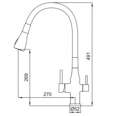  Смеситель для кухни Koer KI-72024-02 с выходом для питьевой воды (нерж. сталь) (KR5011) 