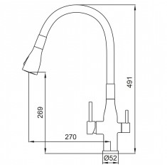  Смеситель для кухни Koer KI-72024-07 с выходом для питьевой воды (нерж. сталь) (KR5013) 