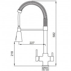  Смеситель для кухни Koer KB-72025-07 с выходом для питьевой воды (излив – пружина) (KR5016) 