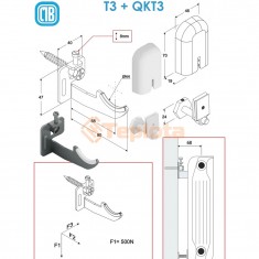  Комплект кронштейнів для радіатора MB T3+QKT3 з регулюванням білий (60210263) 