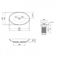 Умывальник Раковина-чаша Qtap Dove 680х420х120 White з донним клапаном QT0611K160W 