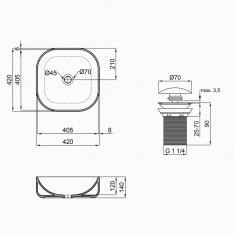 Умывальник Раковина-чаша Qtap Kolibri 430х430х150 White з донним клапаном QT1011K396W 