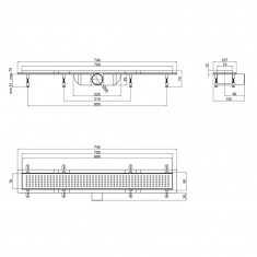  Трап Qtap Dry FB304-700 лінійний з сухим закривом та нержавіючою решіткою 700х73 