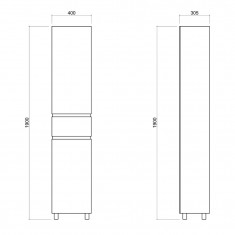  Пенал підлоговий Qtap Albatross 400х1900х305 White QT0175PN1900DRW 