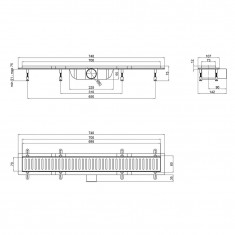  Трап Qtap Dry FA304-700 лінійний з сухим закривом та нержавіючою решіткою 700х73 