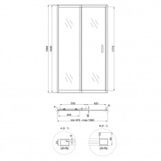  Душові двері в нішу Qtap Taurus CRM201-11.C6 97-108x185 см, скло Clear 6 мм, покриття CalcLess 