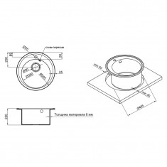  Кухонна мийка Lidz D510/200 BLA-03 (LIDZBLA03D510200) 