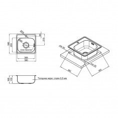  Кухонна мийка Lidz 3838 0,6 мм Satin (LIDZ3838POL06) 