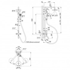  Душова система універсальна Lidz Aria 1030 на три споживача (з виливом) (k35) LDARI1030NKS34932 Nickel 