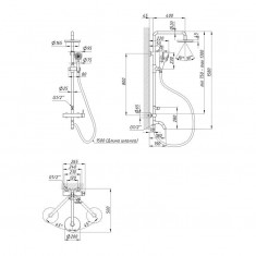  Душова система універсальна Lidz Aria 1031 на три споживача (з виливом) (k35) LDARI1031NKS34933 Nickel 