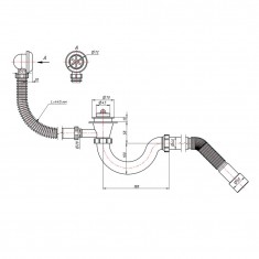  Сифон для ванни Lidz (WHI) 60 03 V001 00 прямоточний (вихід 50 мм) 