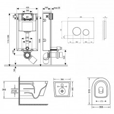  Набір Qtap інсталяція 3 в 1 Nest QT0133M425 з панеллю змиву круглою QT0111M11V1146MB + унітаз з сидінням Swan QT16335178W 