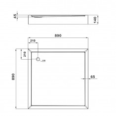  Душовий піддон KAPIELKA ST90x90х14 низький, квадратний, діаметр зливу 52 мм Lidz 