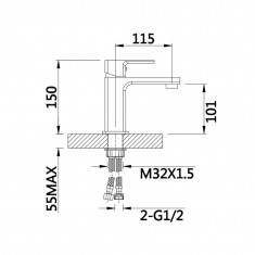  Змішувач для раковини Lidz Dozorca 001 (k35) LDDOZ001CRM45403 Chrome 