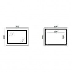  Дзеркало Lidz Kubis 600х800 з LED-підсвічуванням Touch, з антизапотіванням, з димером, рег. яскравості Reverse LD78LF9048060 