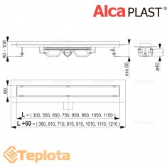  Alcaplast Душовий трап (водовідвідний жолоб) APZ106-Professional LOW низький, 650 мм 
