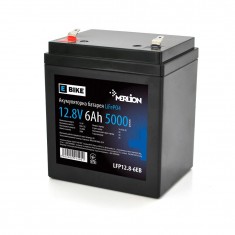  Літій-залізо-фосфатний акумулятор Merlion LiFePO4 12.8V 6AH (4S1P / BMS-5A), (90х70х101(107)) для електротранспорту, 5000 циклів, Q12 (LFP12.8-6EB) 