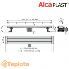  Alcaplast Душовий трап з нержавіючої сталі APZ13-Double9 Fit and Go, 750 мм 