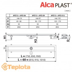  Alcaplast Водовідвідний жолоб з нержавіючої сталі, APZ13 950 мм MODULAR 