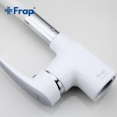  Змішувач для кухні Frap F4453-03 з гнучким виливом, білий/хром 