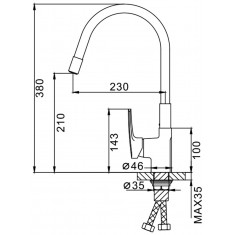  Змішувач для кухні Frap F4453-04 з гнучким виливом, чорний/хром 